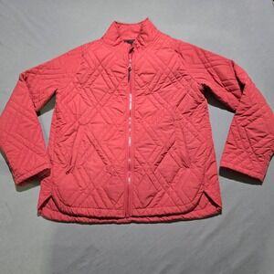 Voyager Quilted Jacket Women Medium Red Full Zip Mock Neck Diamond Pattern